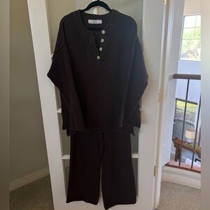FREE PEOPLE FP Beach Hailee Sweater Set in Brown Heather
